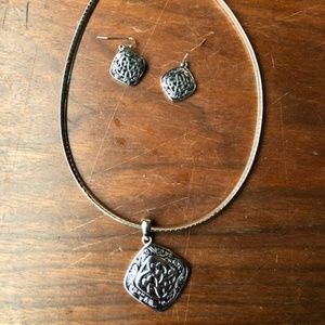 Silver Necklace and Earrings Set